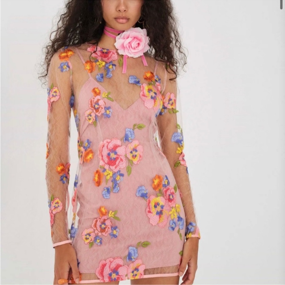 New For Love and Lemons sheer lace floral dress